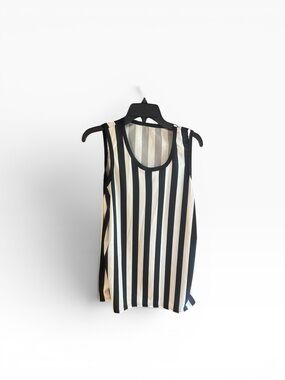 No brand Men's vertical striped referee-style tank top